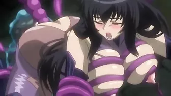 The tentacled creature ravishes the witch's orifices to drain her magic power. #Hentai