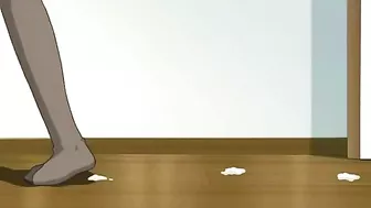 Hentai maid tied up with a vibrator in her pussy and a banana in her ass.