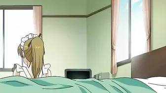 Hentai maid tied up with a vibrator in her pussy and a banana in her ass.