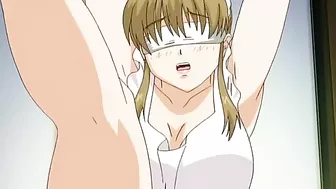 Hentai maid tied up with a vibrator in her pussy and a banana in her ass.