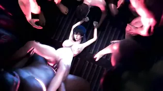 Hentai video - Taimanin Asagi 2.5 - Female ninja enslaved and gangbanged on a train.