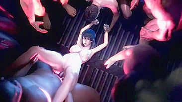 Hentai video - Taimanin Asagi 2.5 - Female ninja enslaved and gangbanged on a train.
