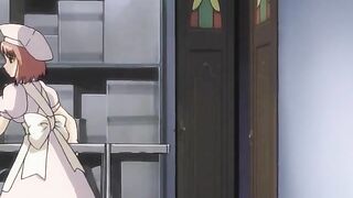 Slaves are tortured as hentai lesbians double-dildo fuck.