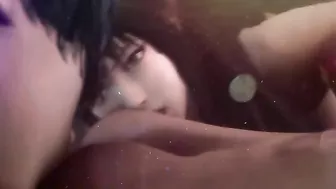 Hentai ninjas use human toilets in a banquet.