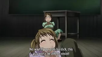 Horny schoolgirl lesbians in a hot scissoring session on a hentai porn site.