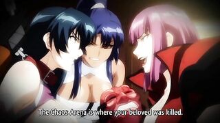 A female ninja in Taimanin Asagi 3 episode 2 gets creampied by her futa sister.