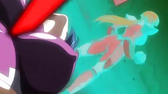 A female ninja in Taimanin Asagi 3 episode 2 gets creampied by her futa sister.