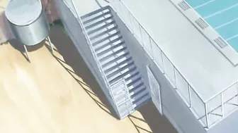 A lesbian vampire in a hentai scene binds and bites a nude schoolgirl.