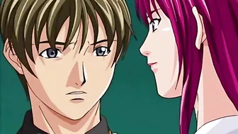 A young male slave is sexually dominated by a group of kinky schoolgirls in a hentai fantasy.