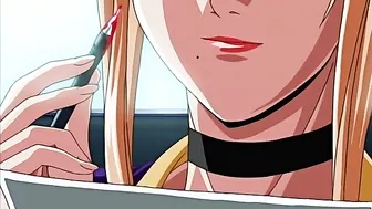 A young male slave is sexually dominated by a group of kinky schoolgirls in a hentai fantasy.