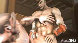 Genji and Hanzo engage in anal sex on a hentai website.