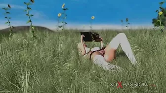 Hardcore hentai scene featuring a sweet schoolgirl getting fucked by a minotaur in an outdoor setting.