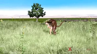 Hardcore hentai scene featuring a sweet schoolgirl getting fucked by a minotaur in an outdoor setting.