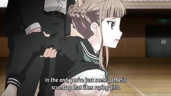 Hentai video featuring a petite teen schoolgirl getting double-penetrated by a group of men.