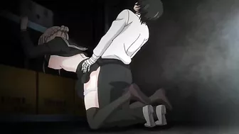 Hentai video featuring a petite teen schoolgirl getting double-penetrated by a group of men.