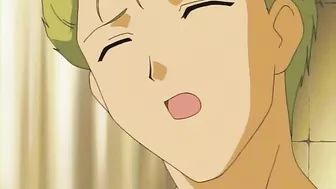 The cute schoolteacher in a hentai video got angry and wet during a gangbang.