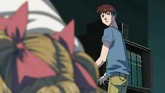 Black widow gets double-teamed by cute teens in a kinky dungeon threesome.