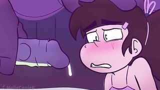 The cross-dressing cum princess Marco Diaz is anally penetrated and double-teamed by futa monsters in this hentai scene.