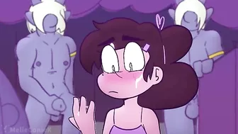 The cross-dressing cum princess Marco Diaz is anally penetrated and double-teamed by futa monsters in this hentai scene.