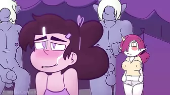 The cross-dressing cum princess Marco Diaz is anally penetrated and double-teamed by futa monsters in this hentai scene.