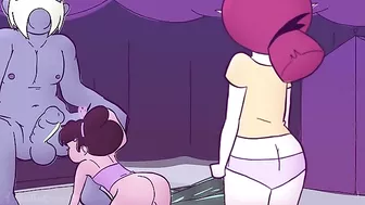 The cross-dressing cum princess Marco Diaz is anally penetrated and double-teamed by futa monsters in this hentai scene.