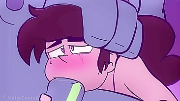 The cross-dressing cum princess Marco Diaz is anally penetrated and double-teamed by futa monsters in this hentai scene.