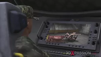 Sci-fi hentai scene featuring a female android and a girl engaged in oral sex.