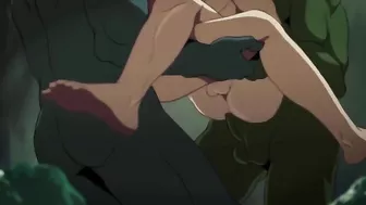 Gay goblins gangbang captured warriors in a cave.