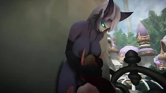 The elven warrior with an impressive posterior takes a hentai cock outside.