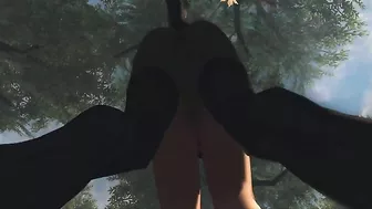 The elven warrior with an impressive posterior takes a hentai cock outside.