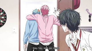 Yaoi students in a hentai threesome at school.