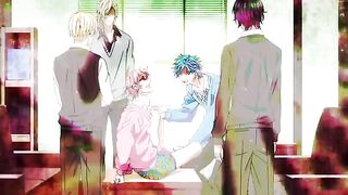 Yaoi students in a hentai threesome at school.