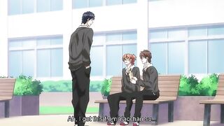 Yaoi students in a hentai threesome at school.