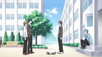 Yaoi students in a hentai threesome at school.