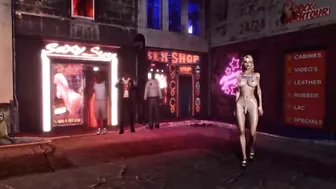 Hentai babe gets blowjob from 3D dickgirl on the street.