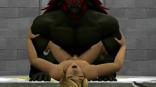 Link got fucked hard by the troll king in a hentai-style porno.