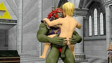 Link got fucked hard by the troll king in a hentai-style porno.