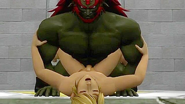 Link got fucked hard by the troll king in a hentai-style porno.