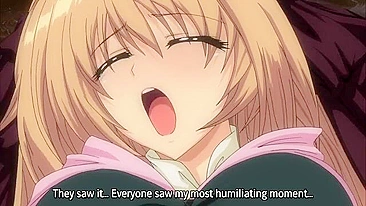 A petite schoolgirl masturbates with a large dick in public.