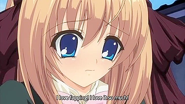 A petite schoolgirl masturbates with a large dick in public.