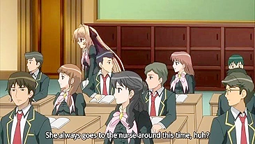 A petite schoolgirl masturbates with a large dick in public.