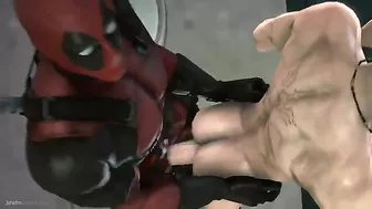 Deadpool fucks a guy in the bathroom with hentai-style action. Deadpool fucks a guy in the bathroom with hentai-style action.