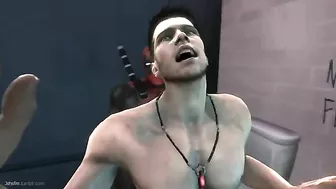 Deadpool fucks a guy in the bathroom with hentai-style action.