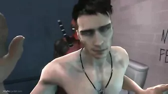 Deadpool fucks a guy in the bathroom with hentai-style action.