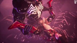 Spider-Man is anally penetrated by Venom in a 3D cartoon hentai animation.