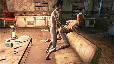Hancock from Fallout 4 gets an anal creampie from a zombified Trixy with hentai appeal.