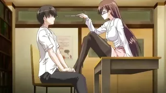 Hentai schoolgirl teases with foot until orgasm.