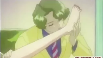 Hentai schoolgirl teases with foot until orgasm.