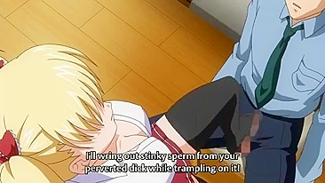 Hentai schoolgirl teases with foot until orgasm.