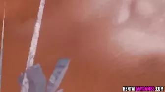 Hentai muscular Asian men engage in anal play with sex toys.